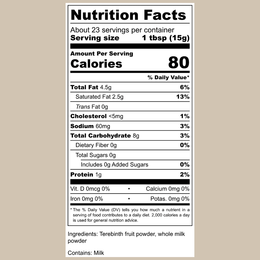 nutrition label
